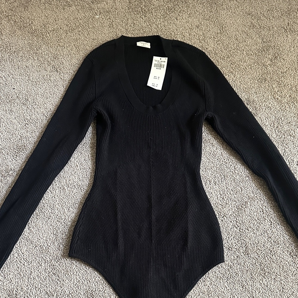 Abercrombie & Fitch Black Long Sleeve Bodysuit NWT